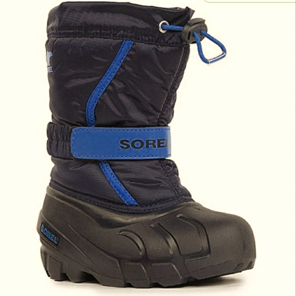 Sorel Kids Flurry Black blue Waterproof Winter boots size 5 6.5 - Picture 2 of 9